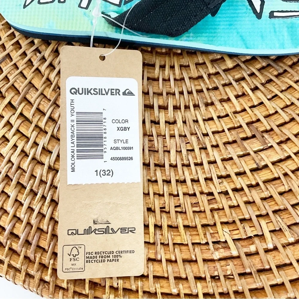 Quicksilver New Boys Flip Flops Size 1 Blue